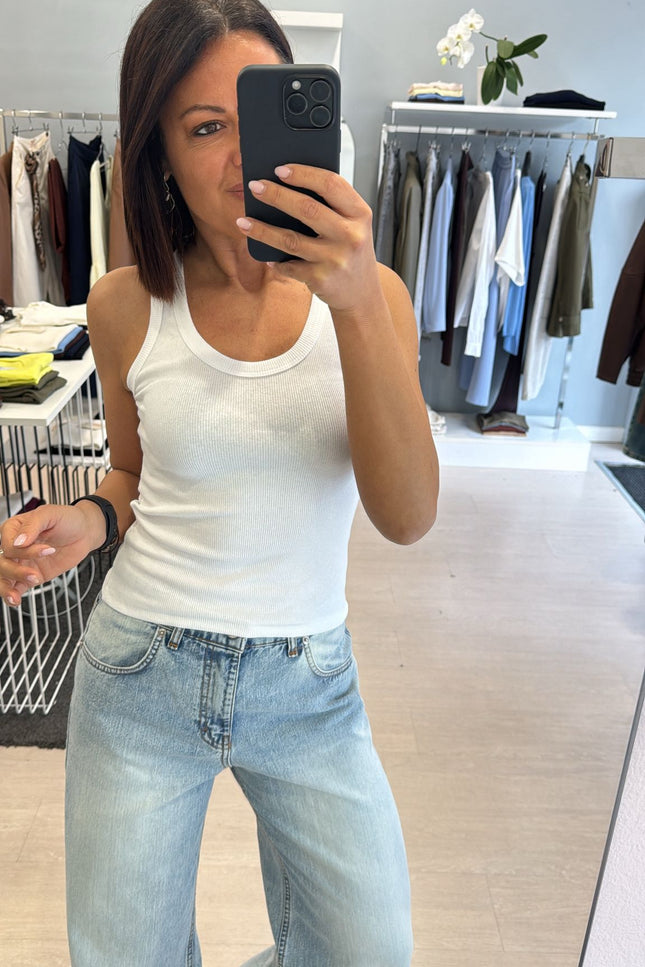 Canotta scollo all'americana bianca