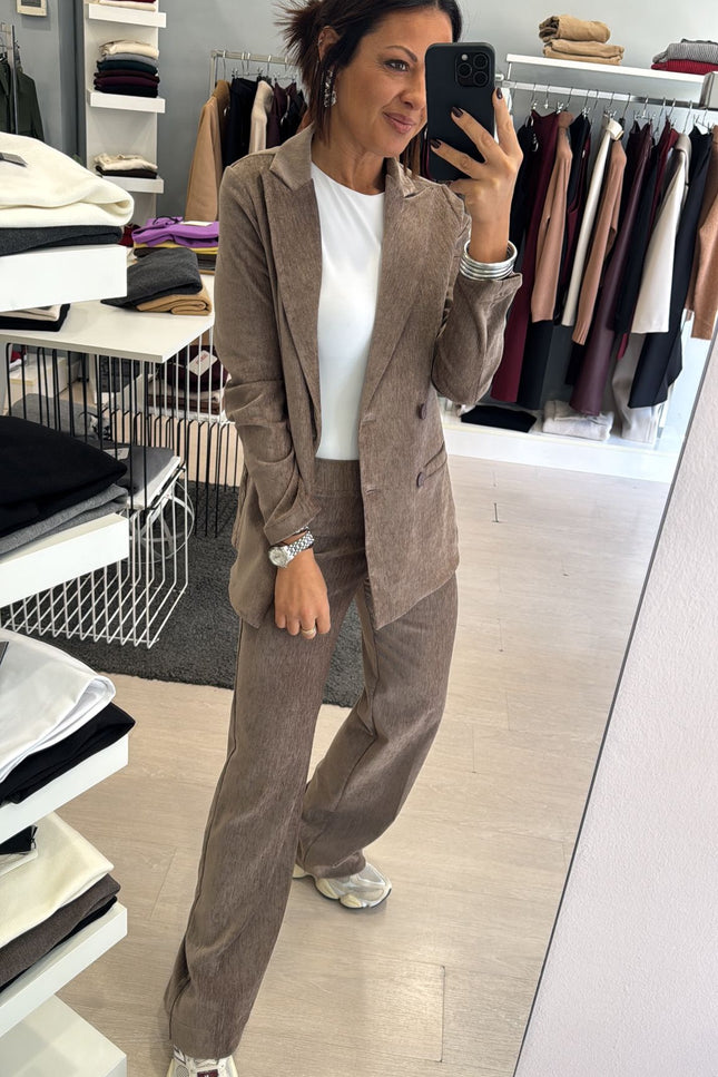 Pantalone velluto tortora