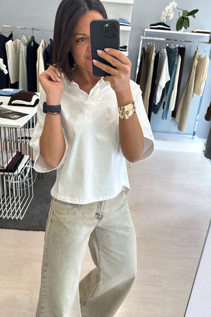 Polo boxy fit in cotone bianca