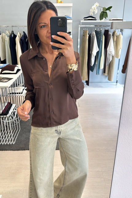 Camicia satin cioccolato