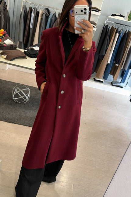 Cappotto Lungo Monopetto Bordeaux Ak