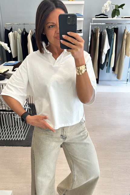 Polo boxy fit in cotone bianca