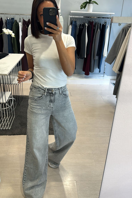 Denim wide leg grigio