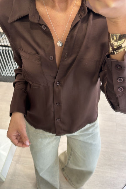 Camicia satin cioccolato