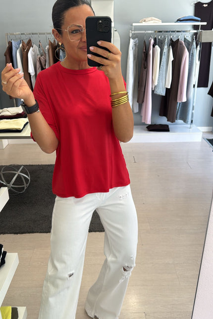 T-shirt boxy fit rossa kn