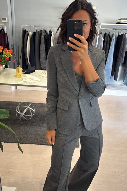 Giacca slim completo punto milano grigio medio kn
