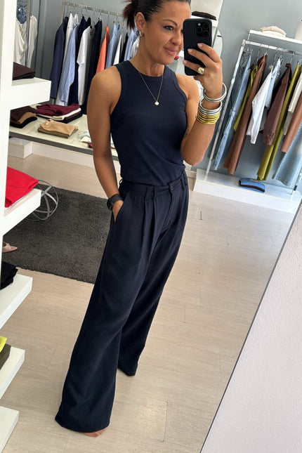 Pantalone blue navy in viscosa sl