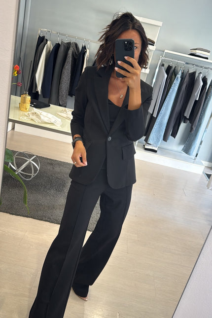 Giacca slim completo punto milano nera kn