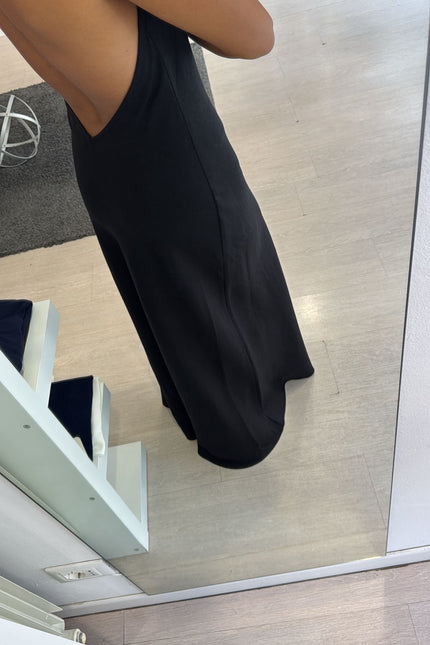 Abito lungo lino e viscosa nero kk