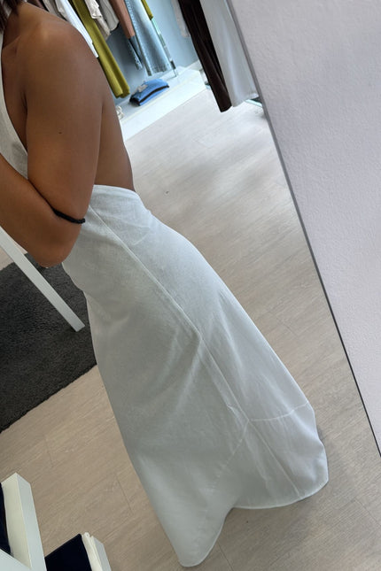 Abito lungo lino e viscosa bianco kk
