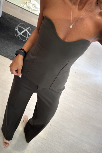 Top bustier completo punto milano verde militare kn
