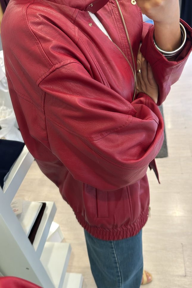 Bomber ecopelle rosso