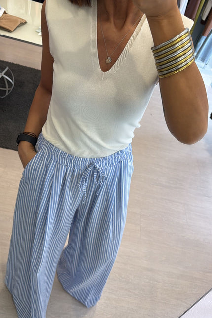 Pantalone righe bianche e azzurre cc