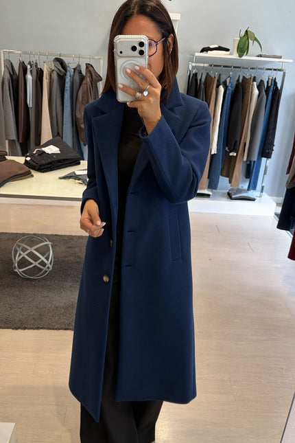 Cappotto Lungo Monopetto Blue Ak