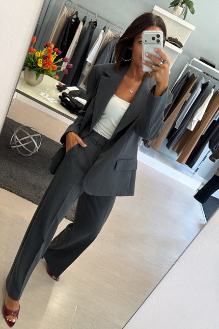 Blazer antracite micro-gessato completo kn