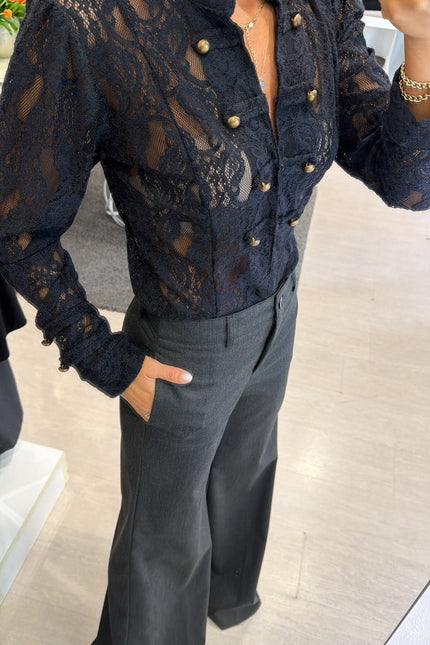 Camicia in pizzo nera kk