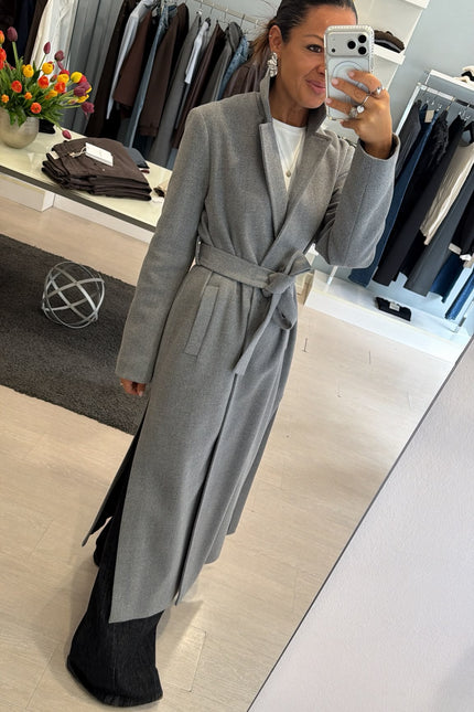 Cappotto lungo grigio melangè kk