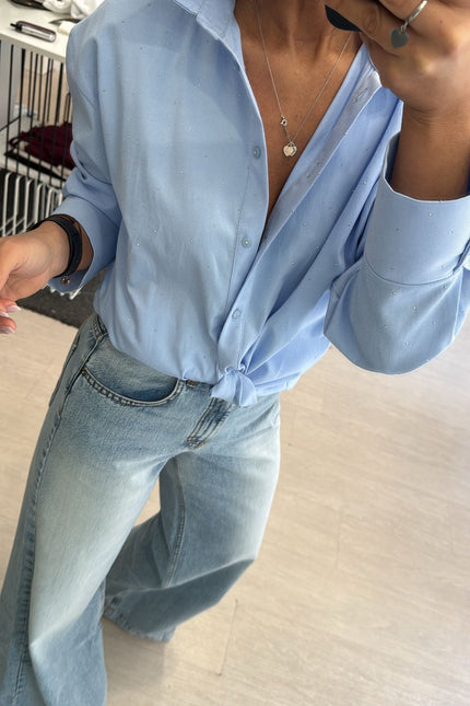 Camicia punto luce azzurra