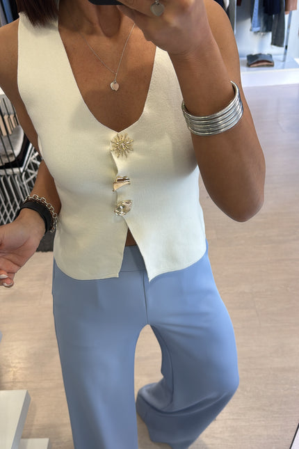 Gilet gioiello bianco latte