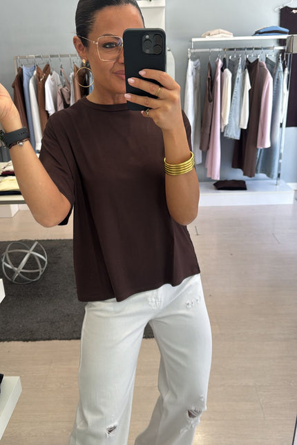T-shirt boxy fit cioccolato kn