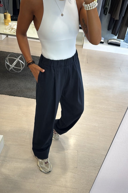 Pantalone completo gessato blue navy kn