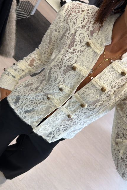 Camicia in pizzo avorio kk