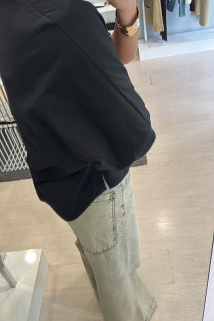 Polo boxy fit in cotone nera