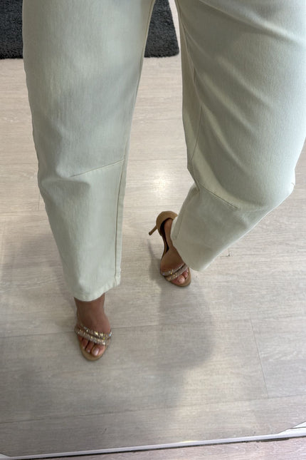 Pantalone barrel avorio kn