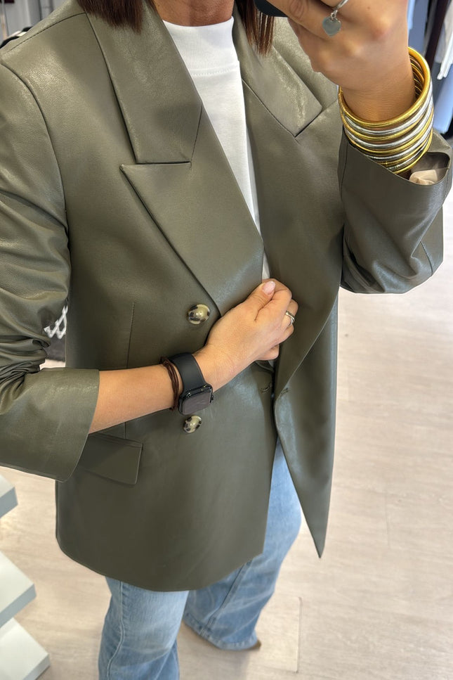 Giacca ecopelle militare