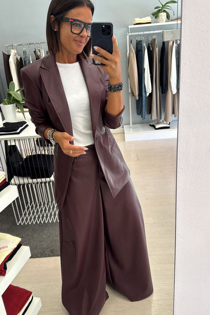 Pantalone ecopelle bordeaux