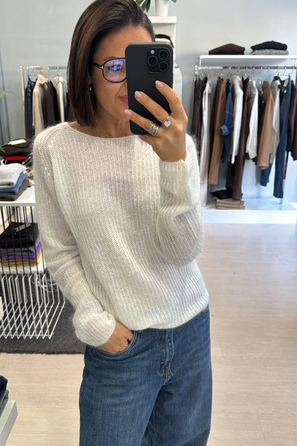 Maglia scollo a barca bianco