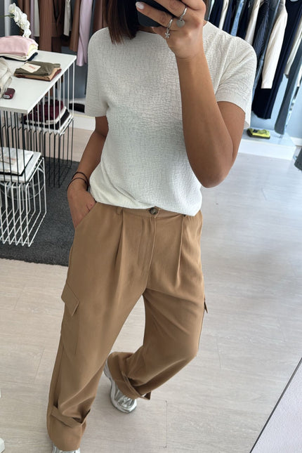 Pantalone cargo cammello ak