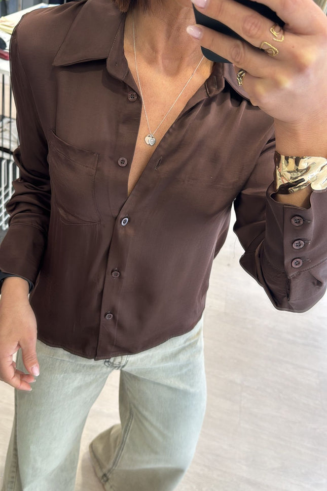 Camicia satin cioccolato