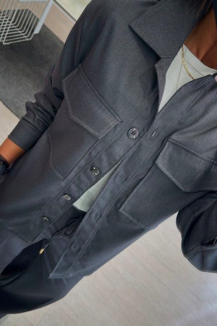 Camicia overshirt grigio piombo ak