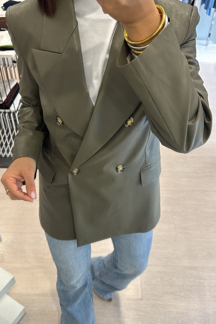 Giacca ecopelle militare