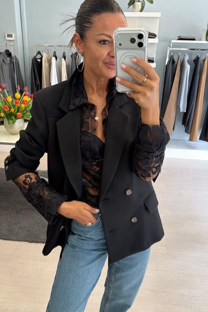 Camicia in pizzo a motivo floreale kk