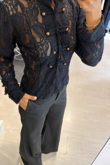 Camicia in pizzo nera kk