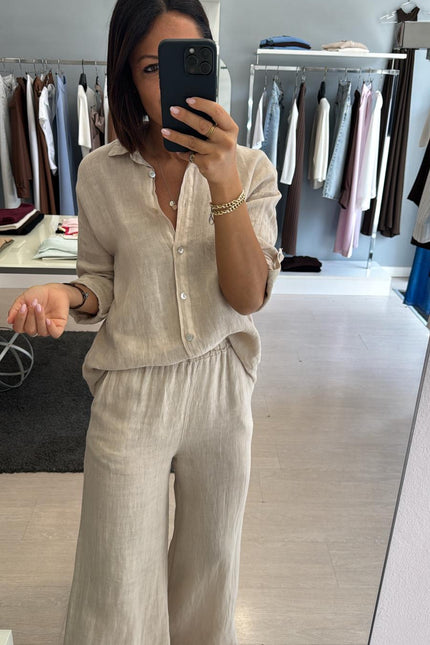 Camicia in lino sabbia sl