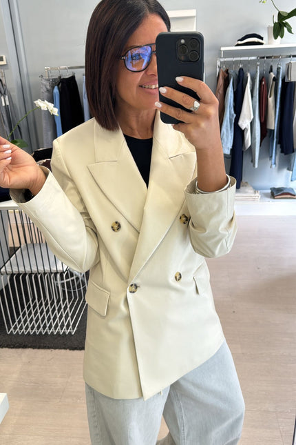 Giacca ecopelle avorio