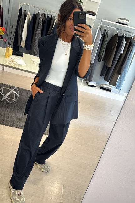 Pantalone completo gessato blue navy kn