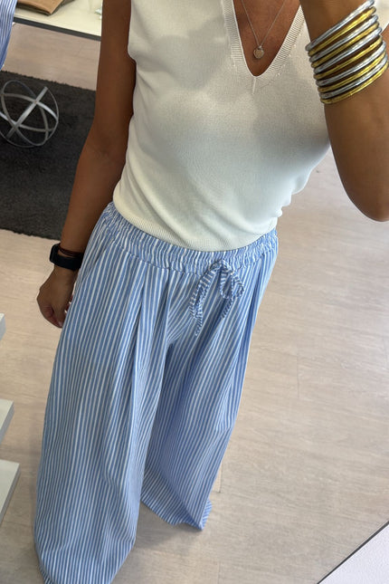 Pantalone righe bianche e azzurre cc