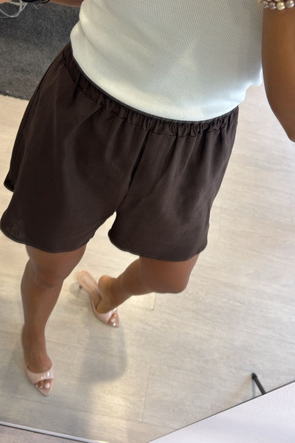 Shorts lino e viscosa cioccolato kk