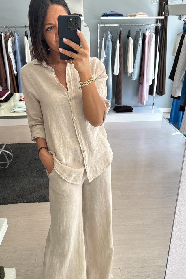 Camicia in lino sabbia sl