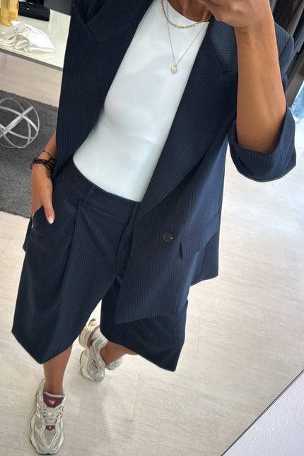 Bermuda completo gessato blue navy kn