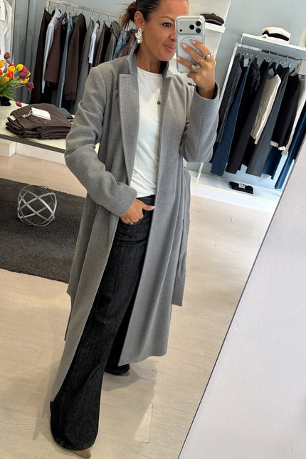 Cappotto lungo grigio melangè kk