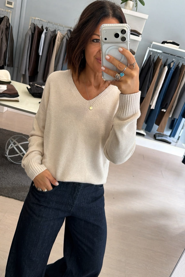 Scollo a V Beige Kn