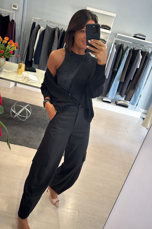 Pantalone cargo nero kn