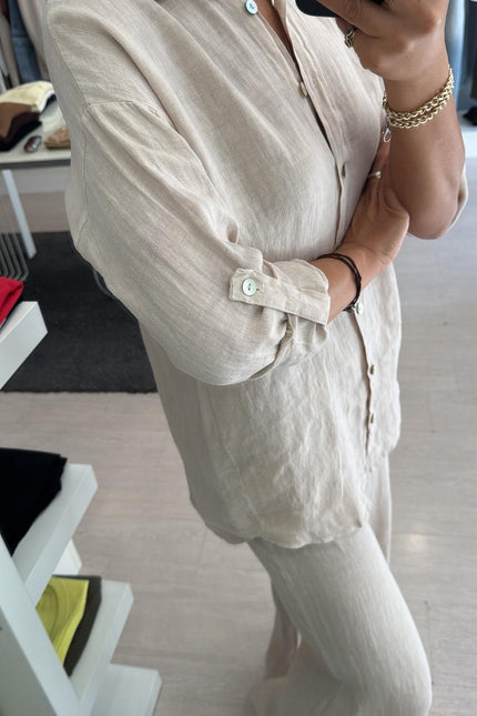 Camicia in lino sabbia sl