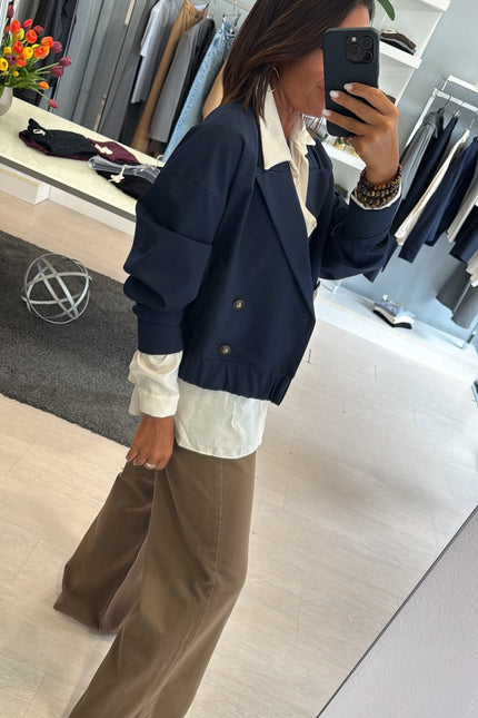 Giacca cropped blue kn