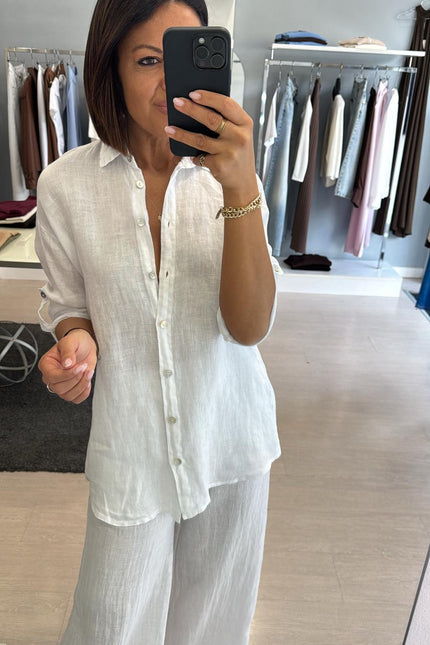 Camicia in lino bianca sl
